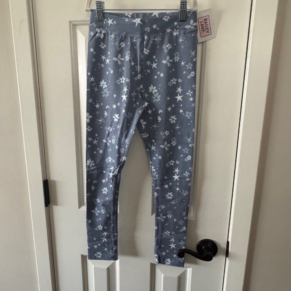 Bailey Lane Girls Light Blue Star Floral Leggings Size M Medium 8-10 New